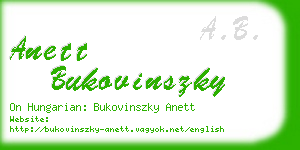 anett bukovinszky business card